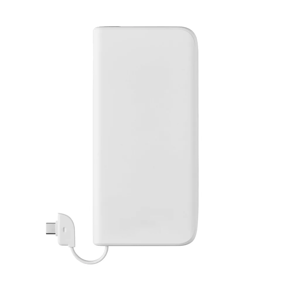 Ultra Slim 10000mAh Travel Power Bank With Built-in Cord