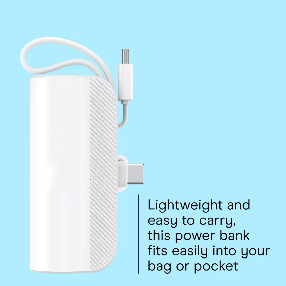Travel Portable Power Bank With Device Holder & Built-in Cable